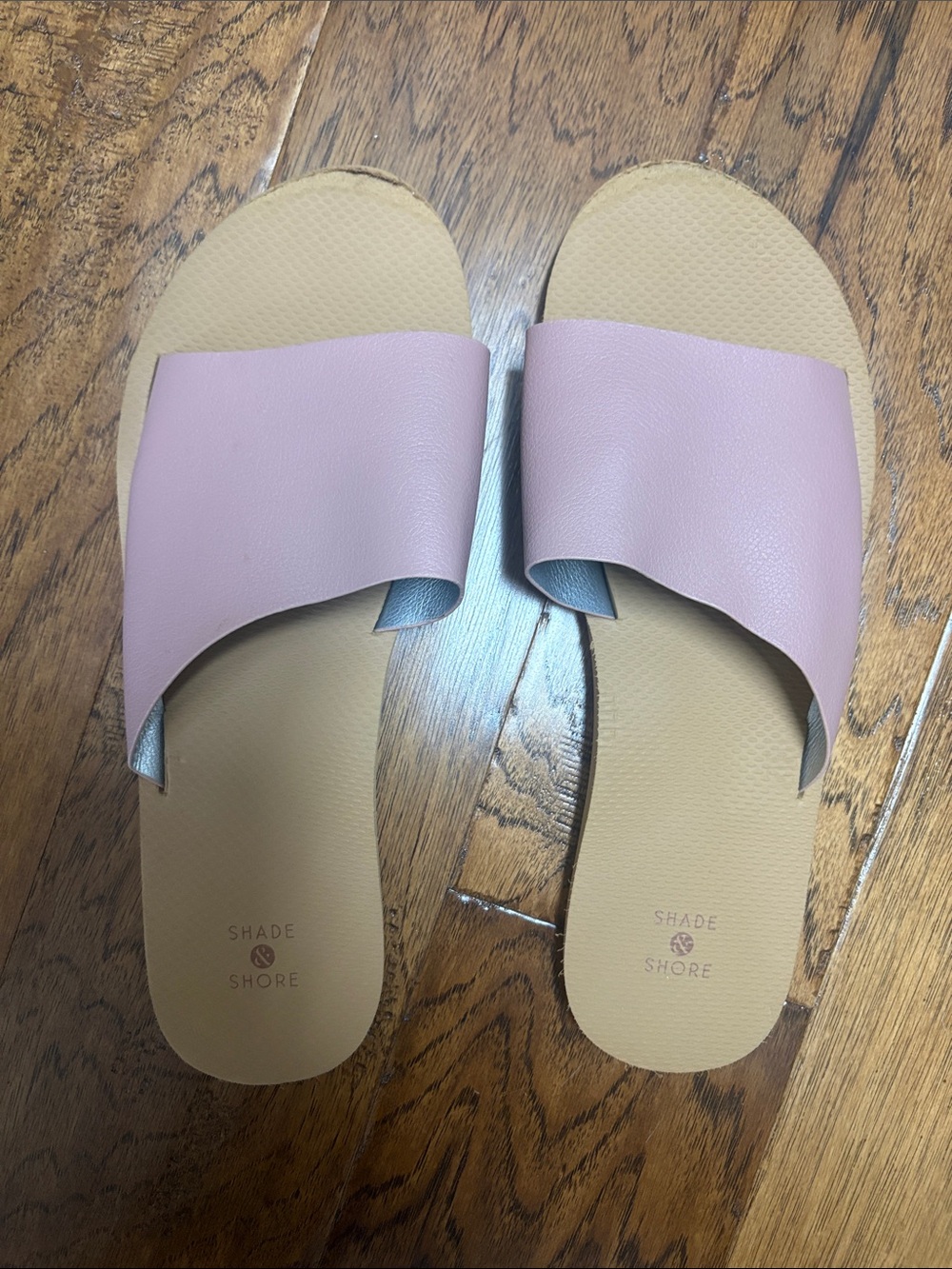 Shade & Shore Pink Slide Sandals with Tan Footbed